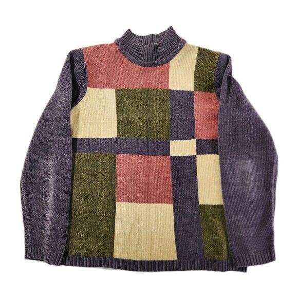 Alfred Dunner Sweaters - Y2K Vintage Fall Colorblock Sweater Grandma Core Aesthetic Knit Pullover Sz S